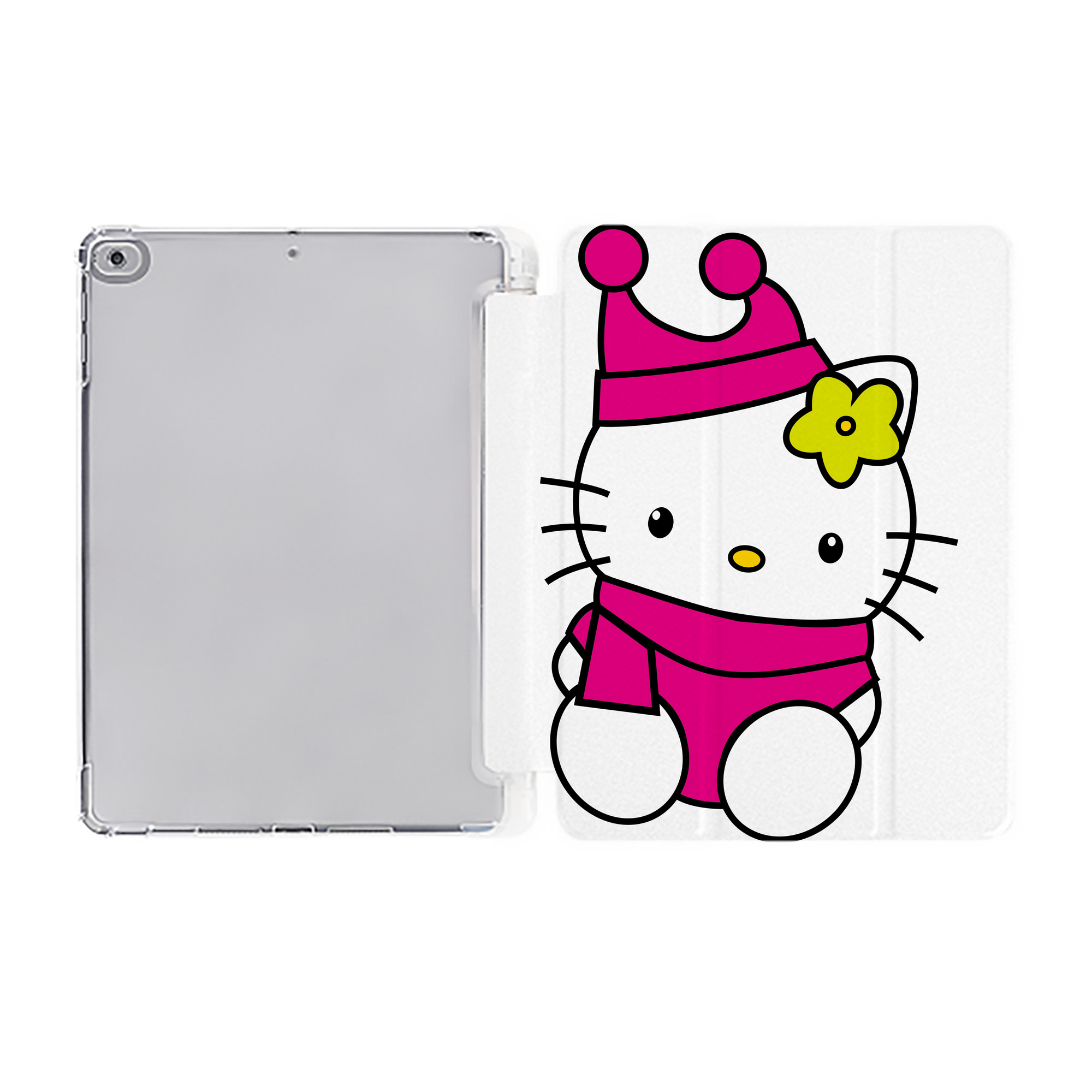 （画像用） Hello Kitty ハローキティ IPad ケース ペン収納付き 三つ折りスタンド PUレザー×シリコン 対応機種9.5/10.5/10.9インチ